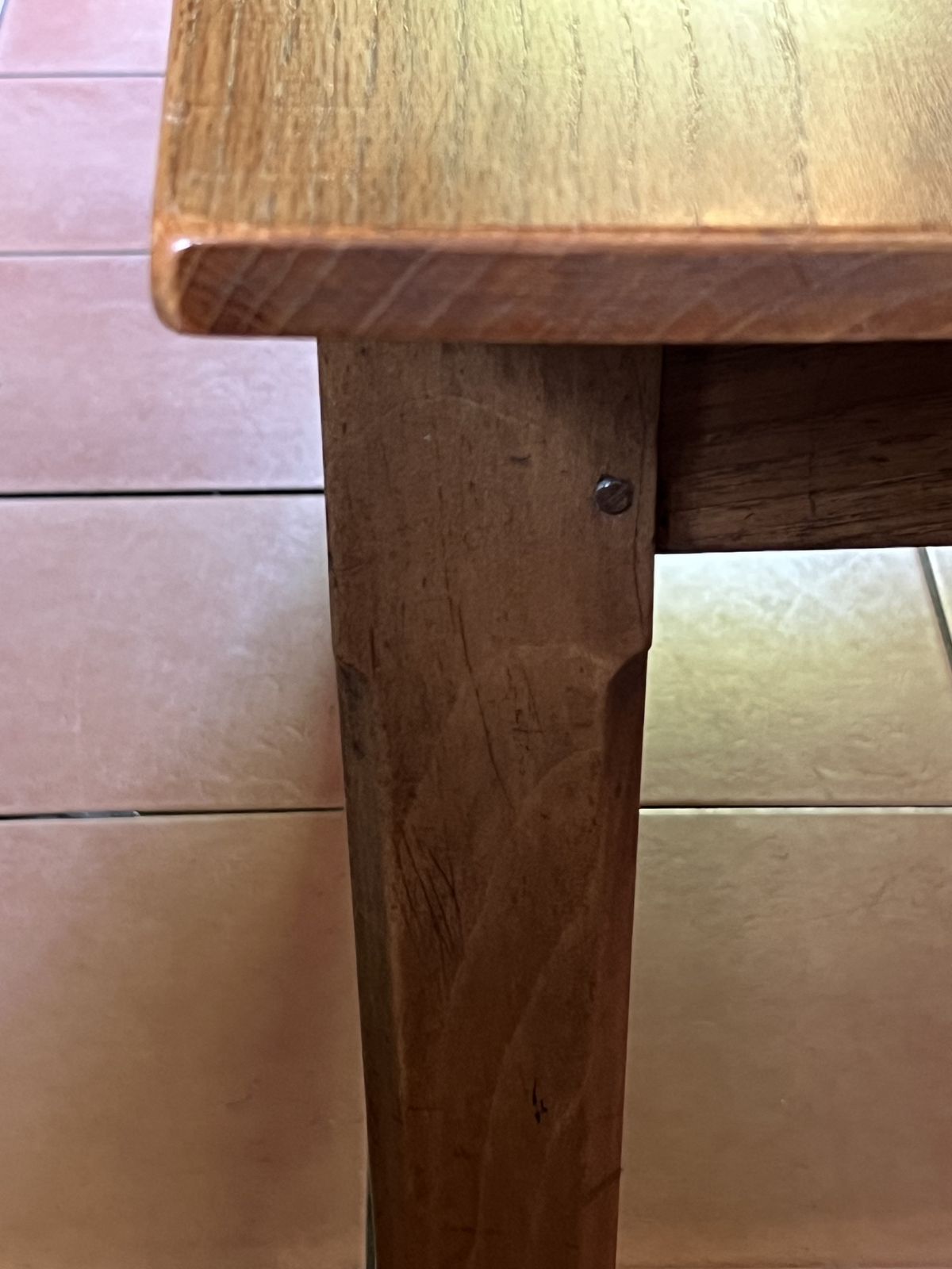 Antique Rustic French Oak & Elm Country Farmhouse Kitchen Dining Table On Tapered Legs photo vintage