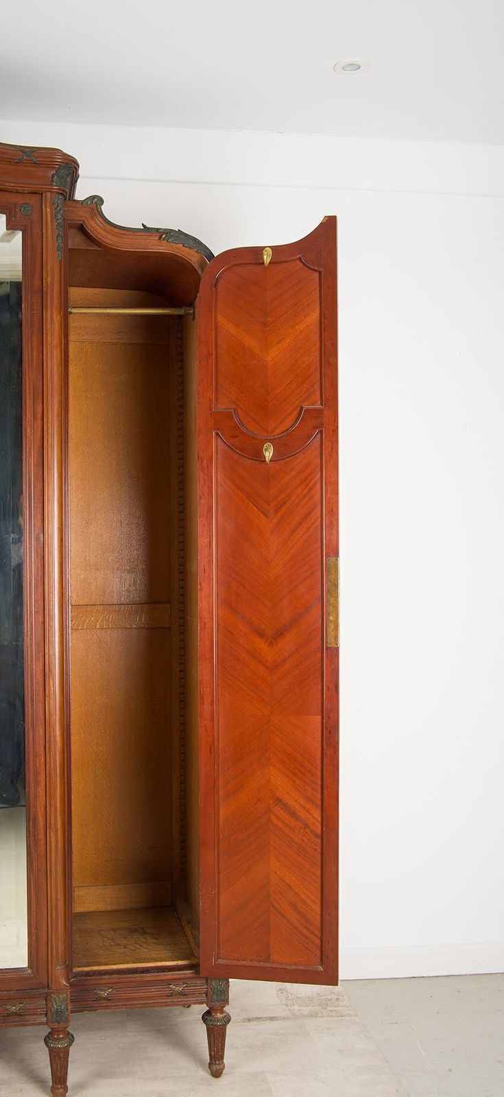 Antique French Mahogany Armoire Wardrobe In The Manner Of François Linke photo for sale