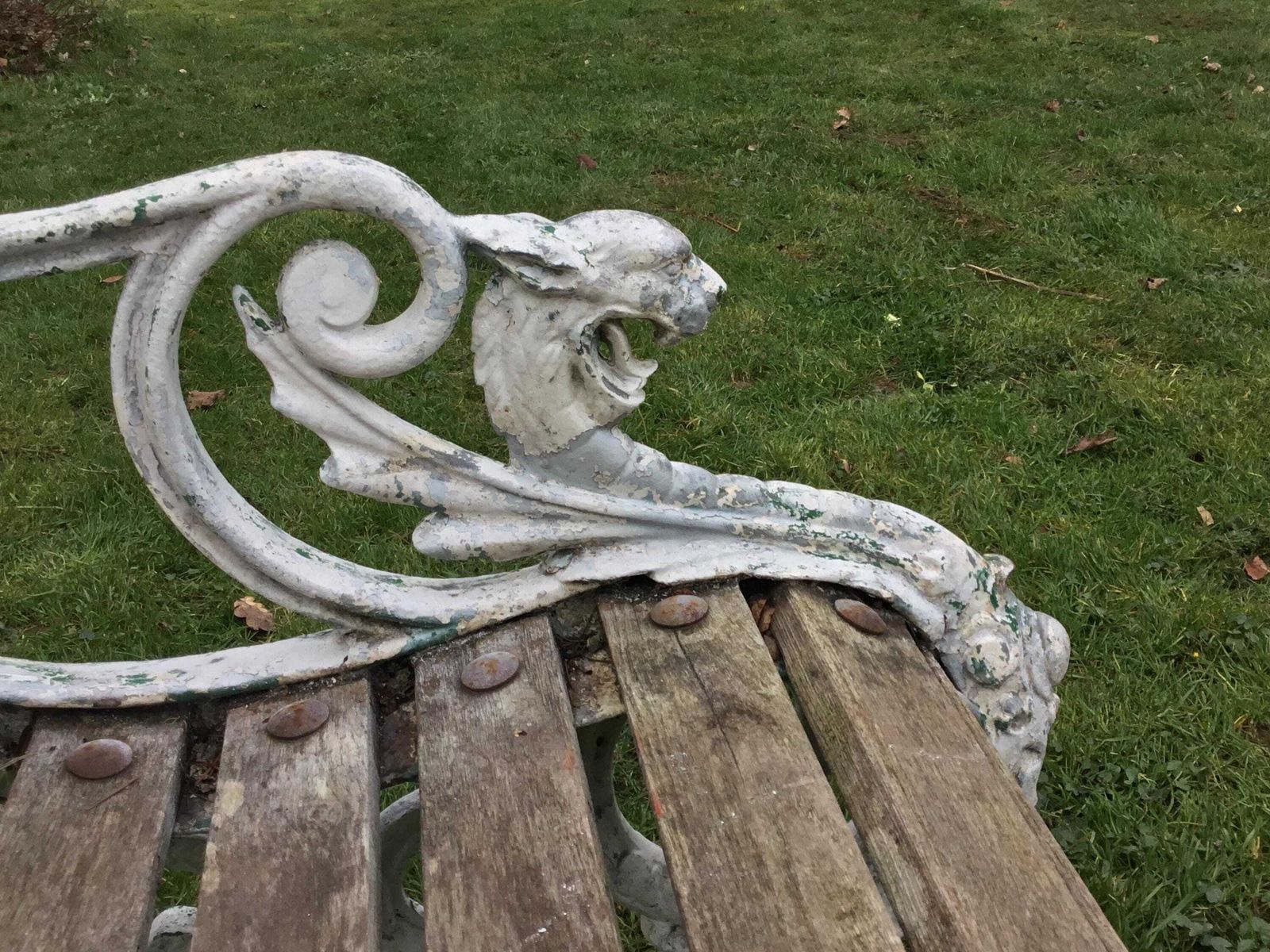 Antique Cast Iron Dragon Park, Garden Bench   Registration Stamp Uk 1863 photo Garden Furniture