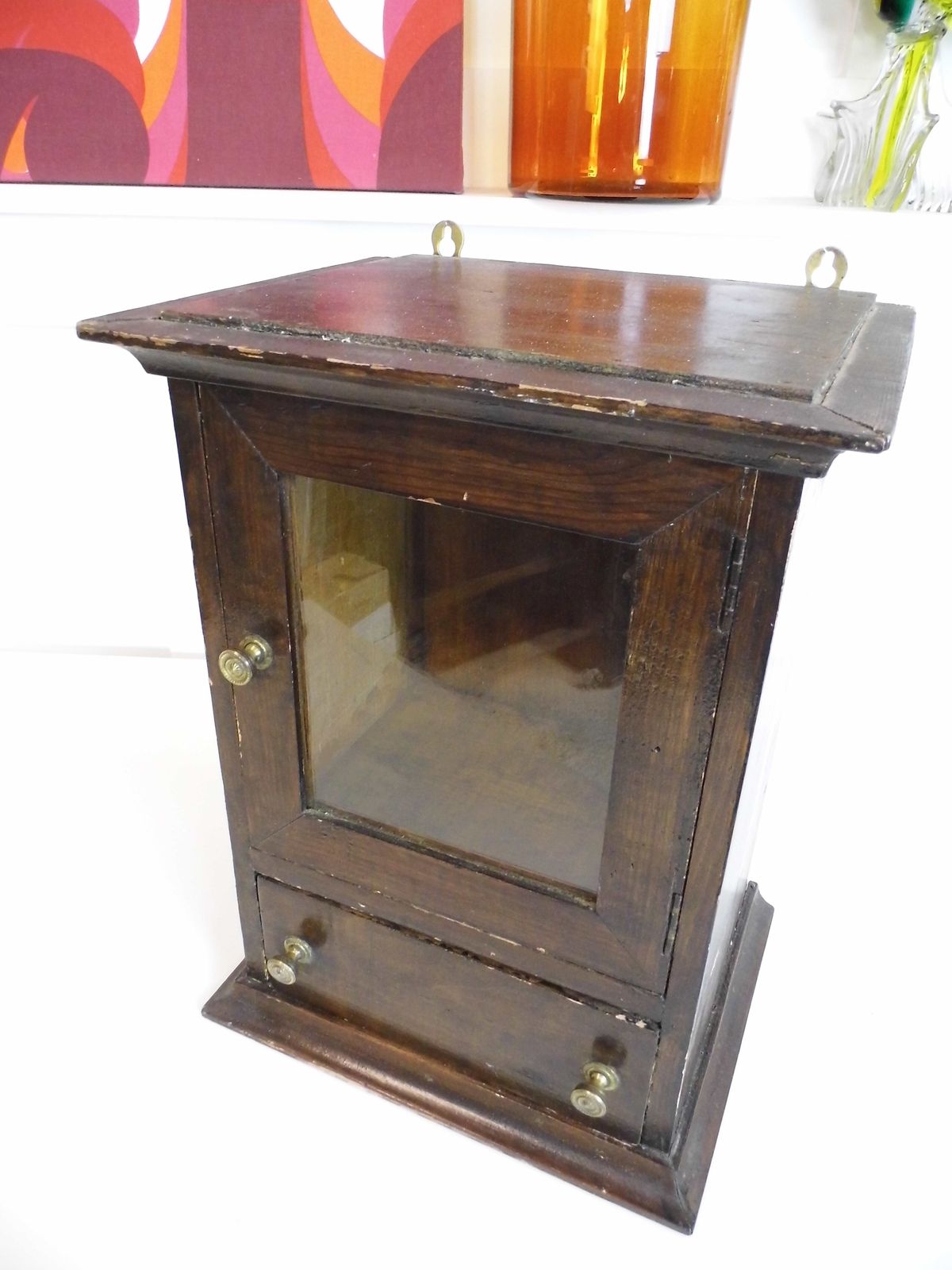 Antique Glazed Pine Apothecary Medicine Bathroom Cabinet Storage Chest Victorian
