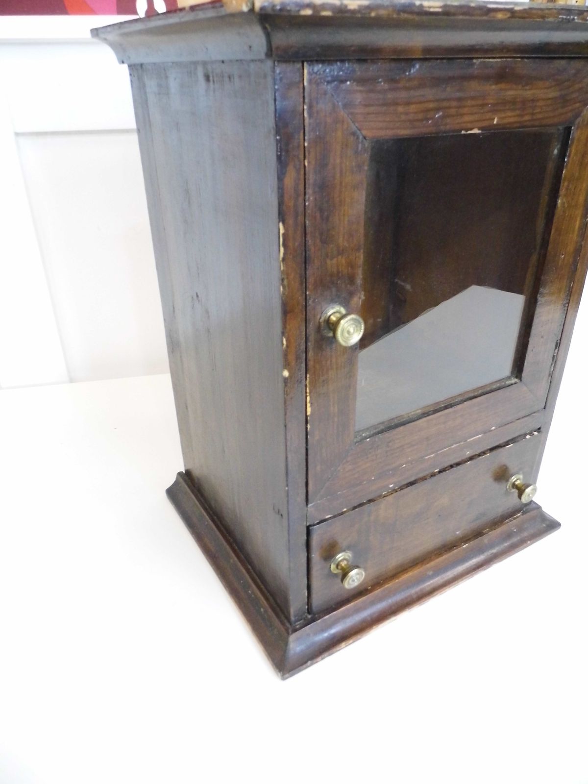 Antique Glazed Pine Apothecary Medicine Bathroom Cabinet Storage Chest Victorian photo 215.0