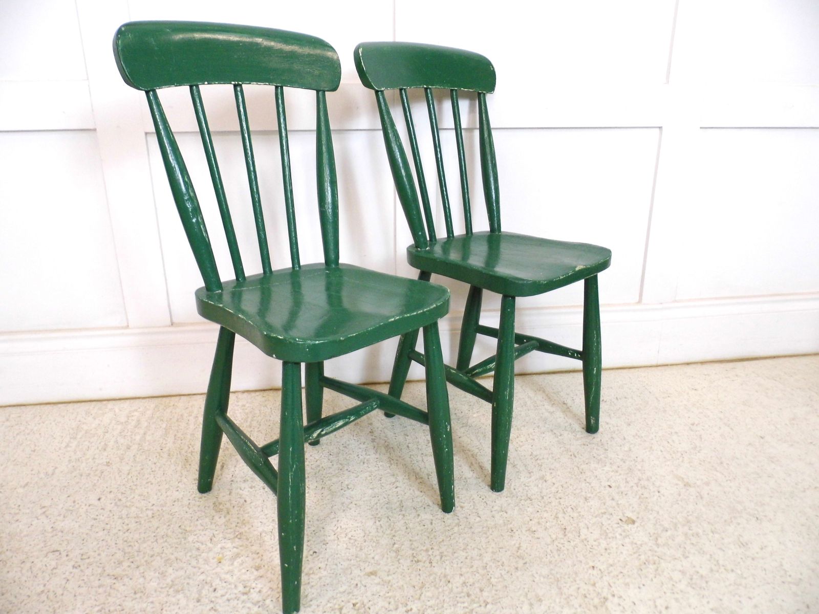 Pair Of Primitive Welsh Childs Farmhouse Folk 19th Century Chairs