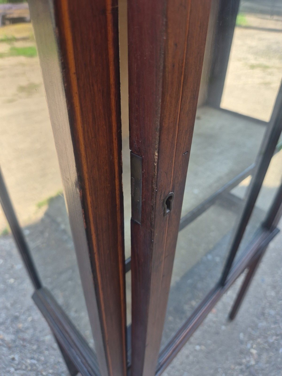 photo furniture Tall Edwardian Inlaid Mahogany Display Glass Cabinet