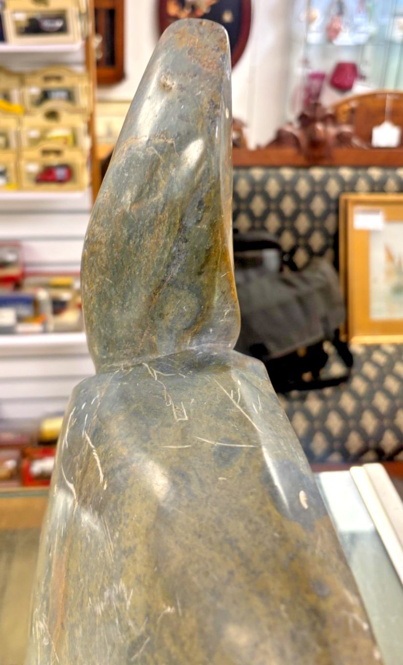 95.0 Vintage Large Shona/ Soapstone Carved Seated Lady Statue photo
