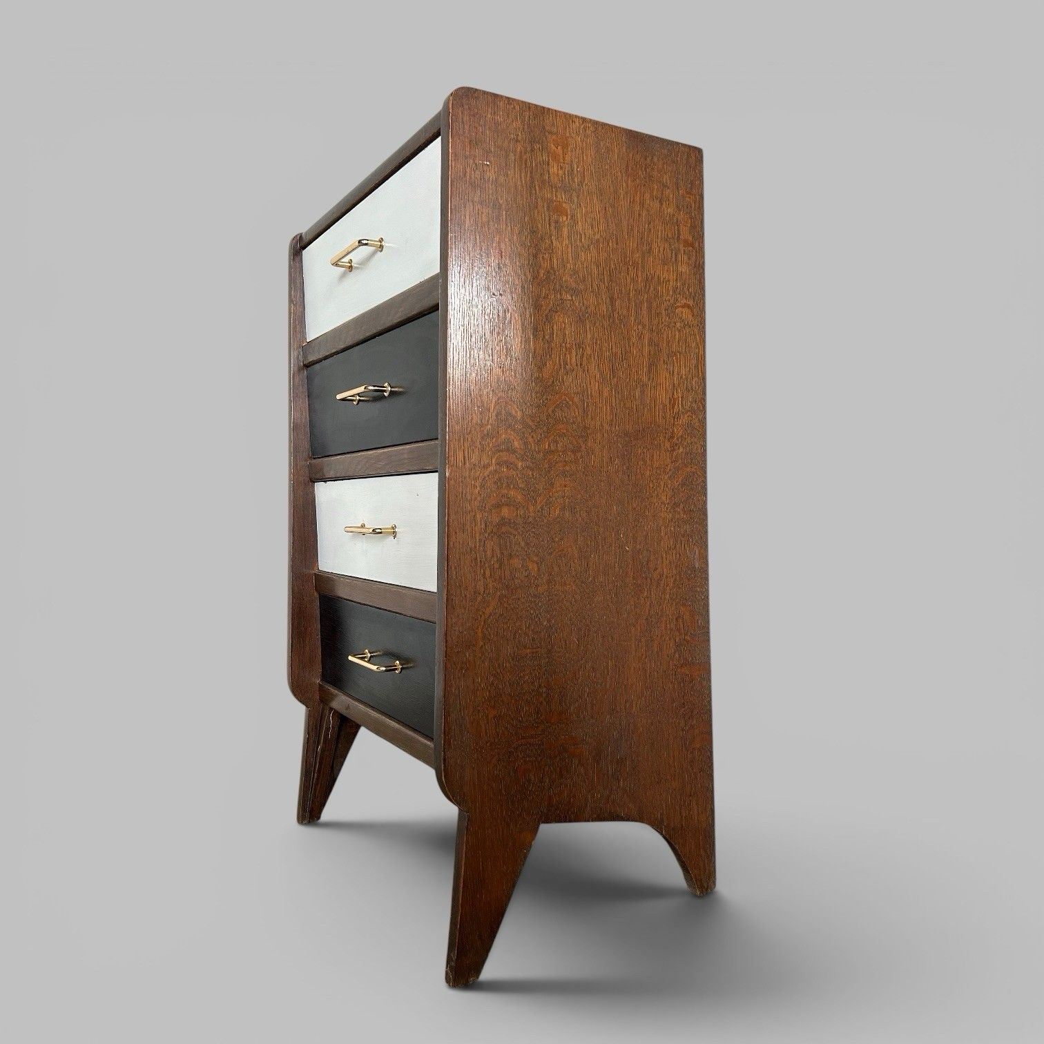 1950s Black And White Chest Of Drawers Mid Century Tallboy photo furniture