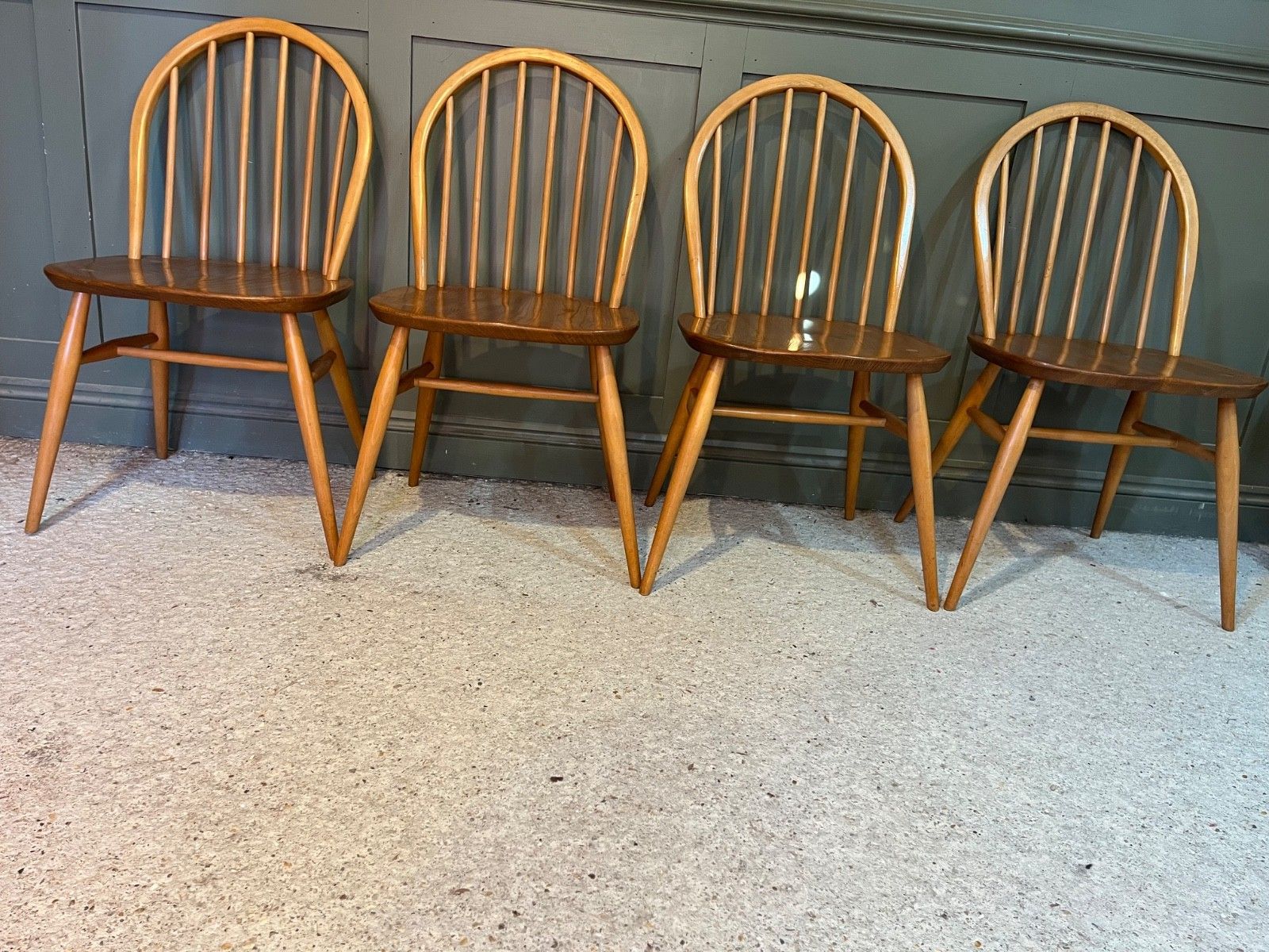 Vintage Ercol Chairs Windsor Dining Chairs Blonde Wood Tone Delivery Available photo furniture