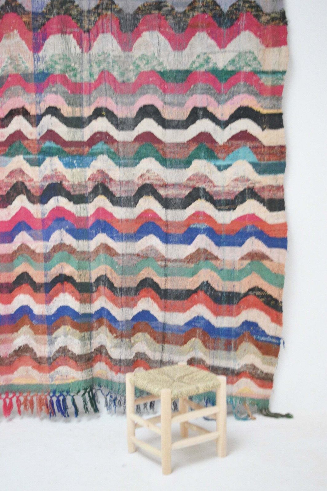 Vintage Moroccan Hanbal Rug Flatweaved Berber Carpet photo Textiles