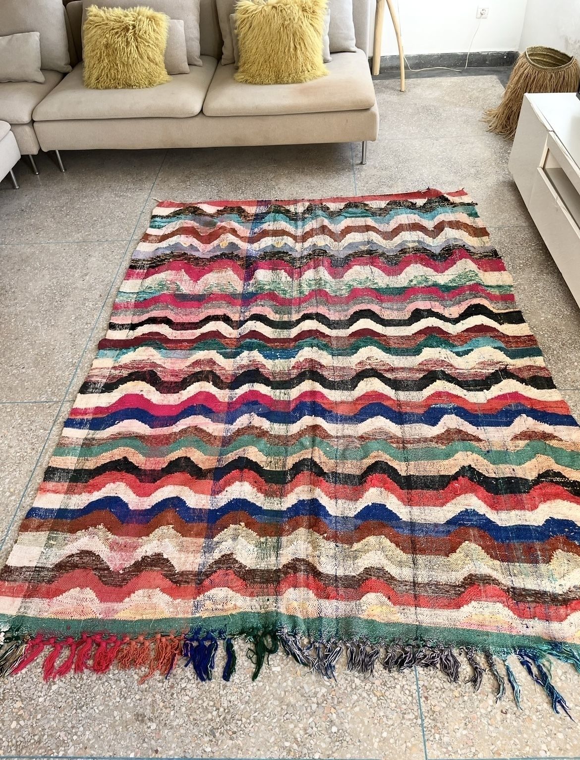 Vintage Moroccan Hanbal Rug Flatweaved Berber Carpet photo buy