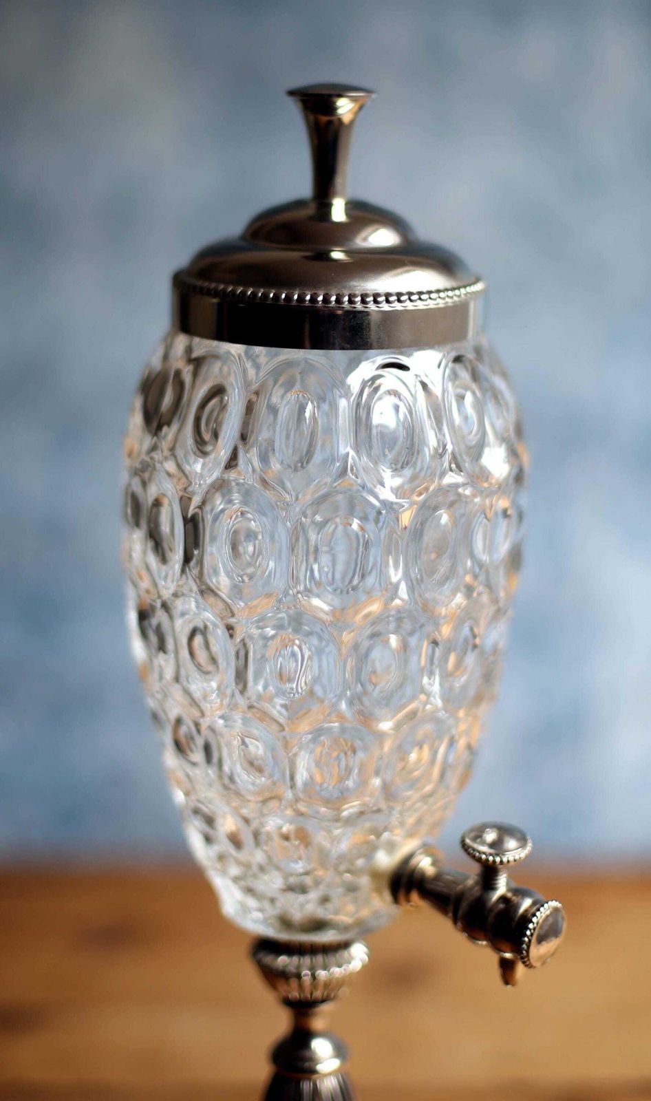 Vintage French Pressed Glass Silver Plated Absinthe Water Fountain Dispenser photo 160.0