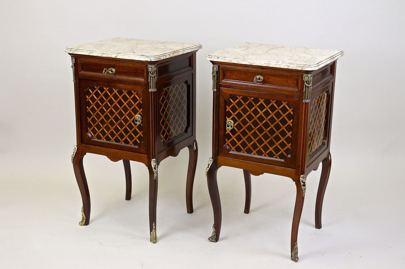 19th Century Pair Of Transitional Nightstands/ Side Tables, France Ca. 1870 photo vintage