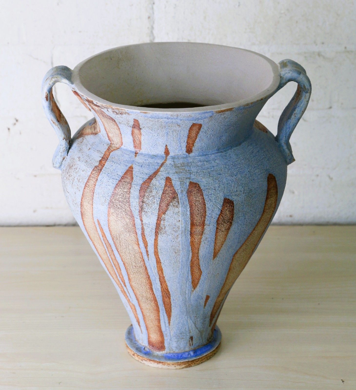 Large Ceramic Vase Studio Pottery By Jean Langdon Classic Urn Styled Blue Brown photo for sale