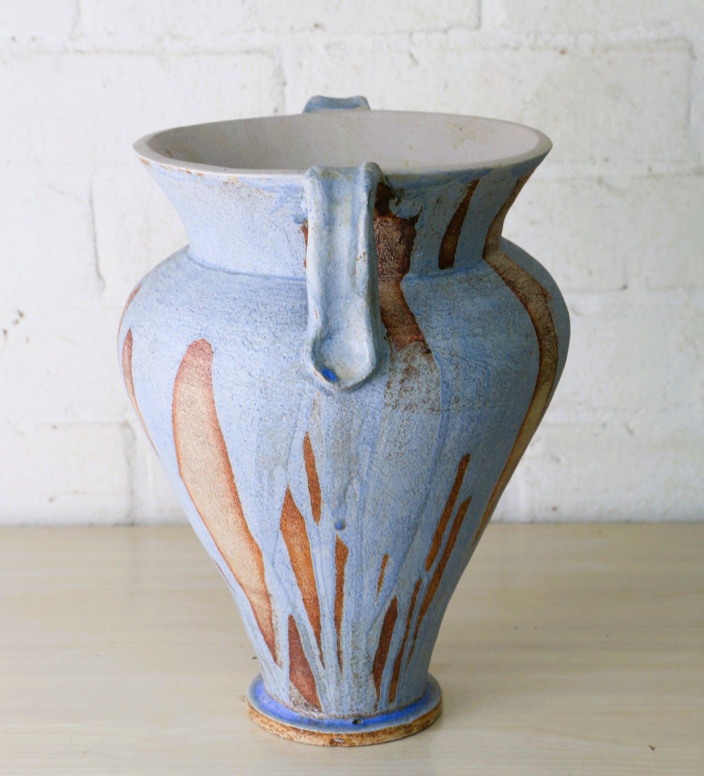 Large Ceramic Vase Studio Pottery By Jean Langdon Classic Urn Styled Blue Brown photo 175.0