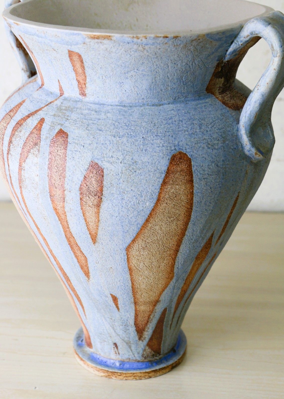 175.0 Large Ceramic Vase Studio Pottery By Jean Langdon Classic Urn Styled Blue Brown photo