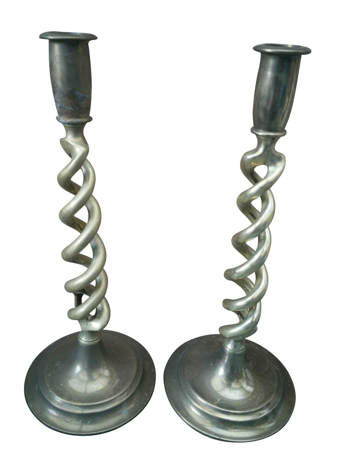 Pair Of Antique Brass Barley Twist Candlesticks
