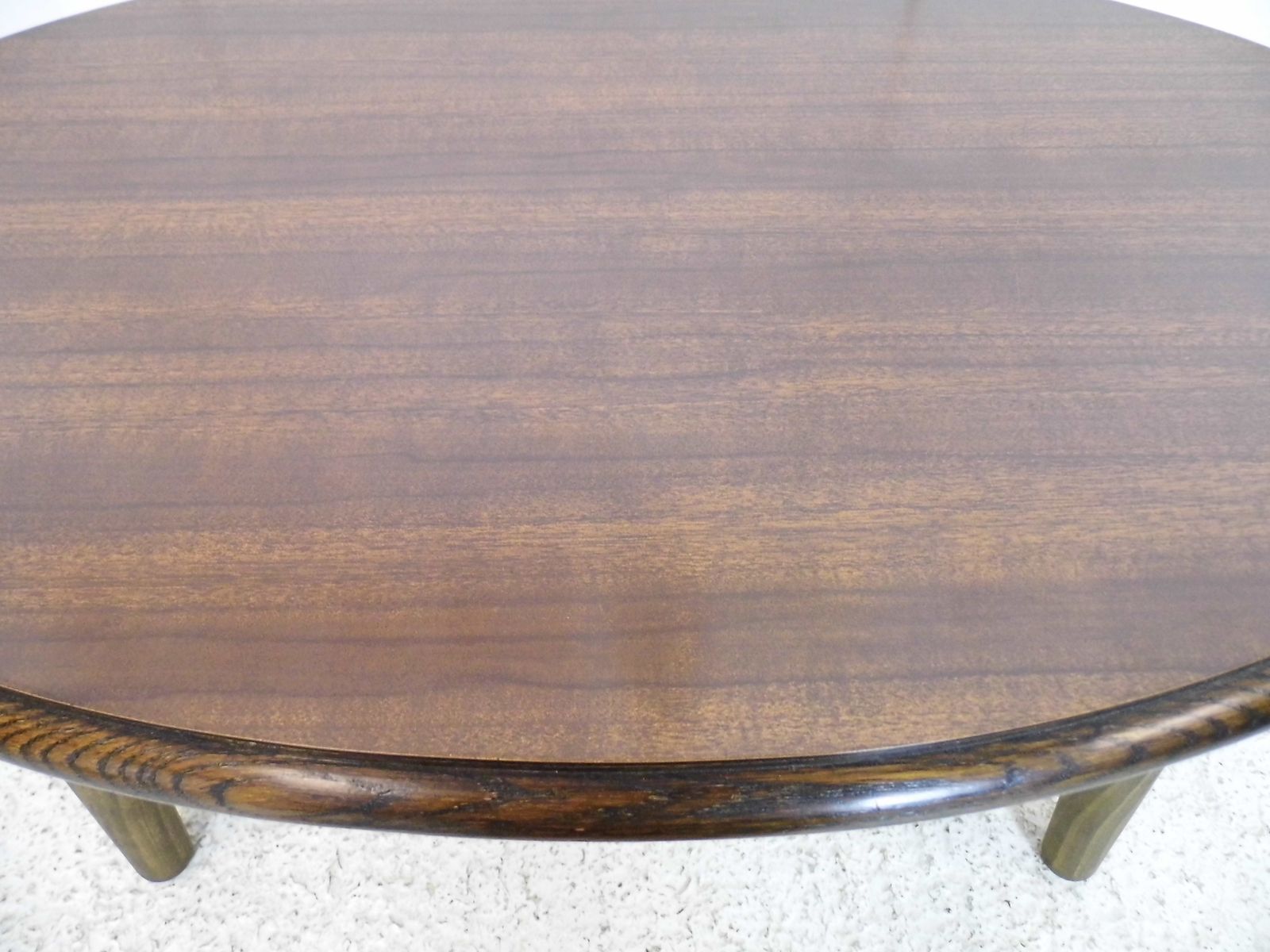 Vintage Retro Oak Formica Topped Oval Coffee Table Tapering Wooden Legs 1970s photo vinterior