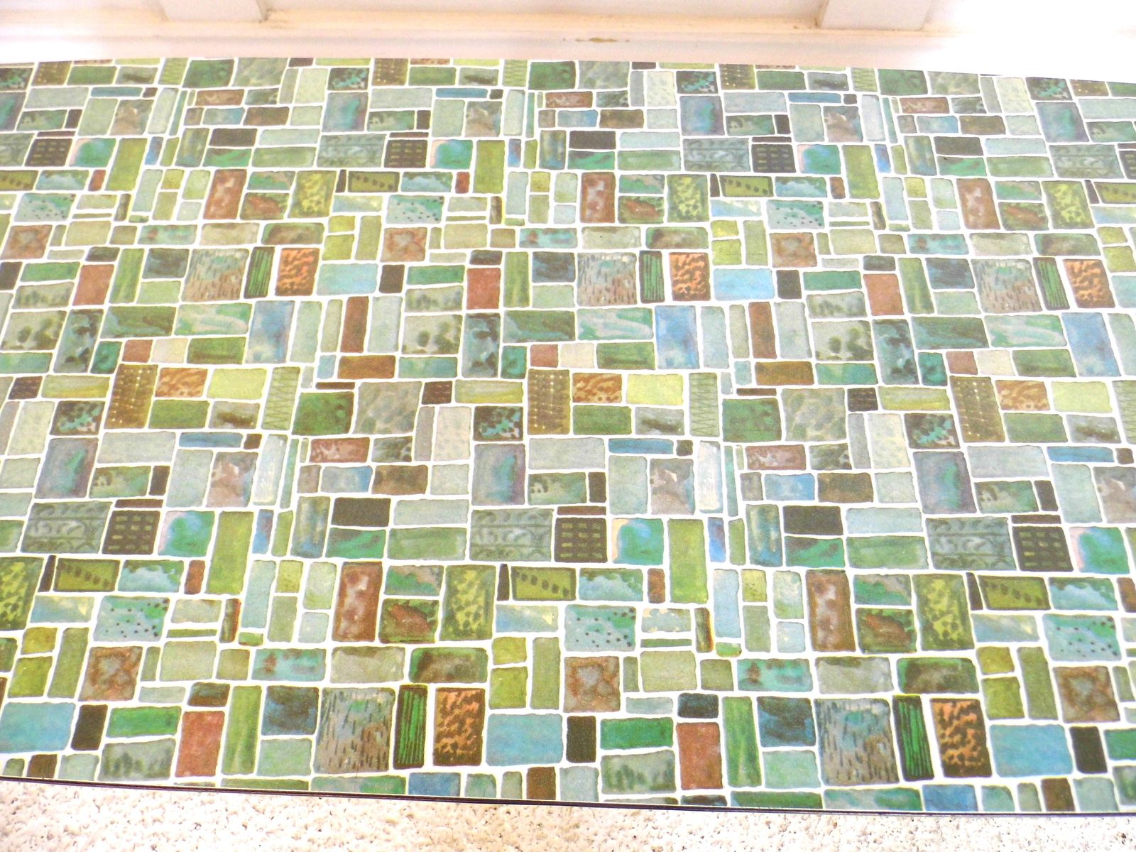 Opal Kleinmöbel: Formica Mosaic Topped Coffee Table Plant Stand 1950s German photo vinterior