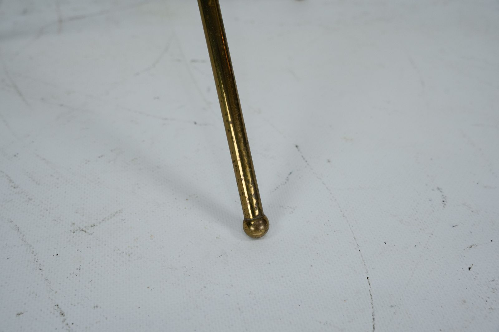photo for sale Small Italian Brass And Wood Tripod Coffee Table From 50s