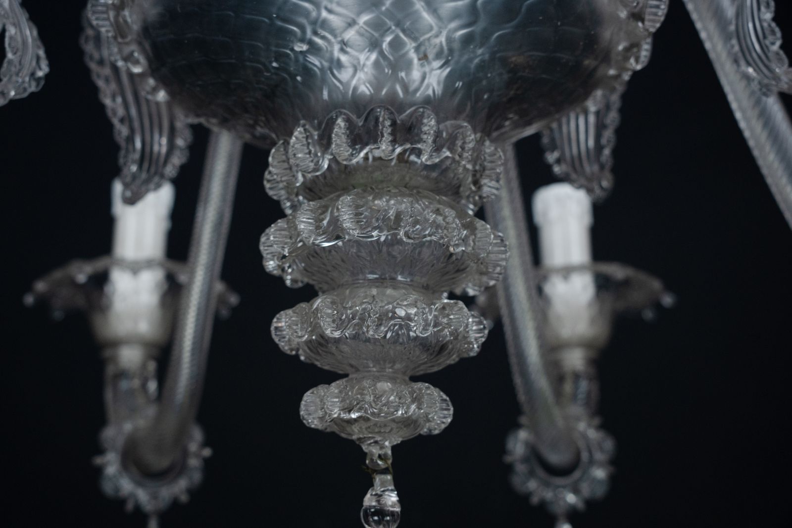 1940s Vintage Murano Clear Glass Chandelier, Classic Italian Art Glass photo buy