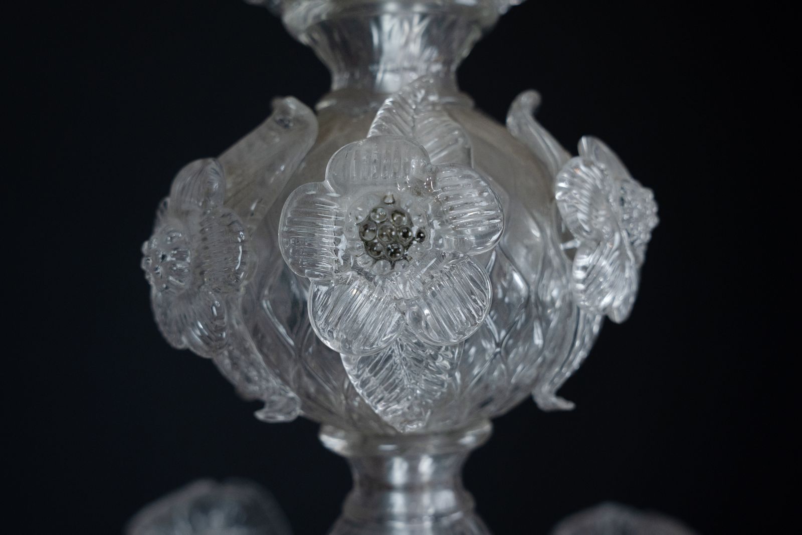 Lighting 1940s Vintage Murano Clear Glass Chandelier, Classic Italian Art Glass photo