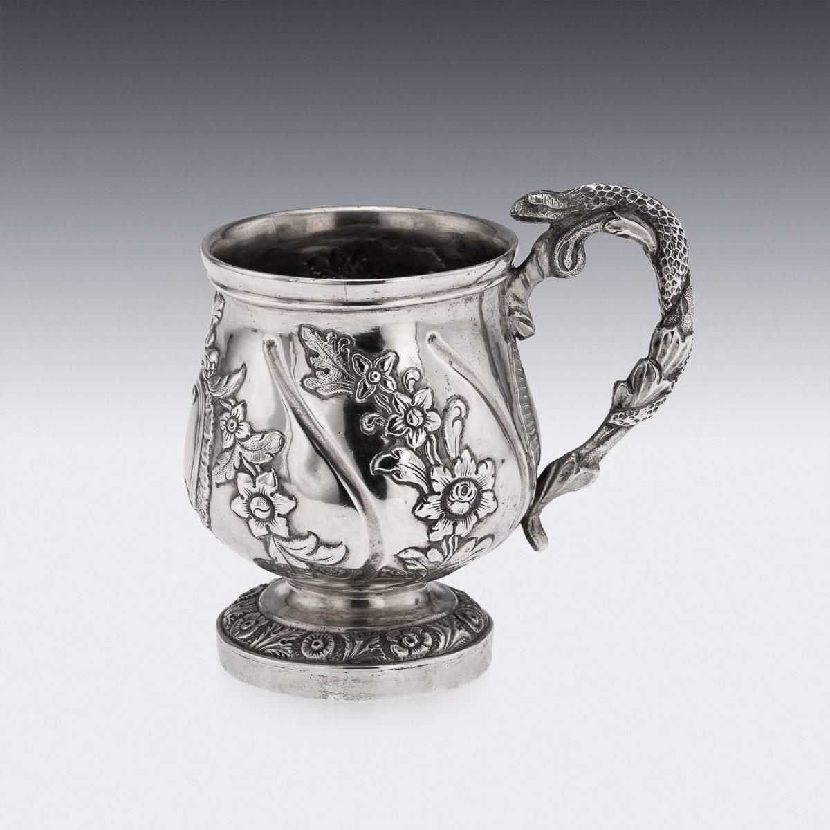 Antique 19th Century Indian Colonial Solid Silver Christening Mug C.1860 photo for sale