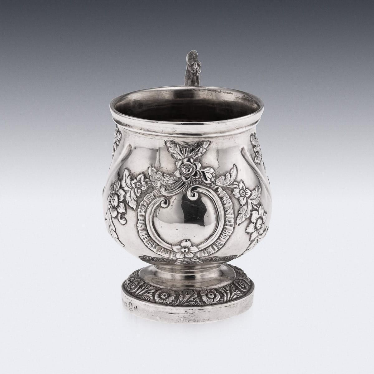 Antique 19th Century Indian Colonial Solid Silver Christening Mug C.1860 photo vinterior