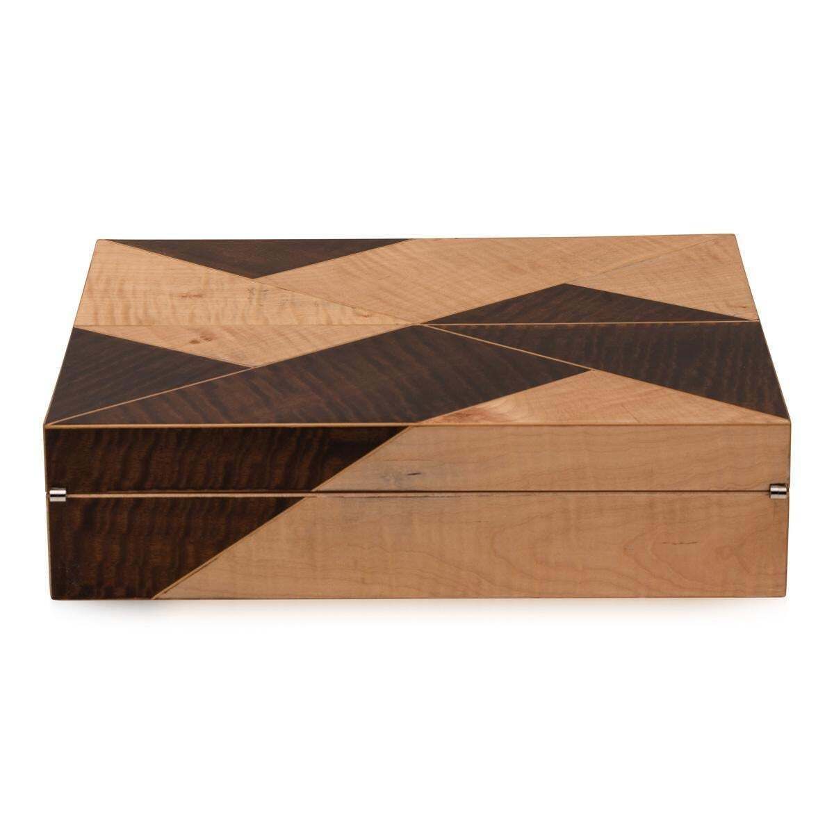 Contemporary 21st Century English Walnut & Sycamore Cigar Humidor photo Home Decor