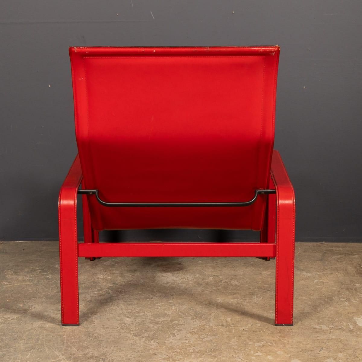 20thc Italian Red Leather Chair By Toussaint & Angeloni For Matteo Grassi C.1970 photo Furniture
