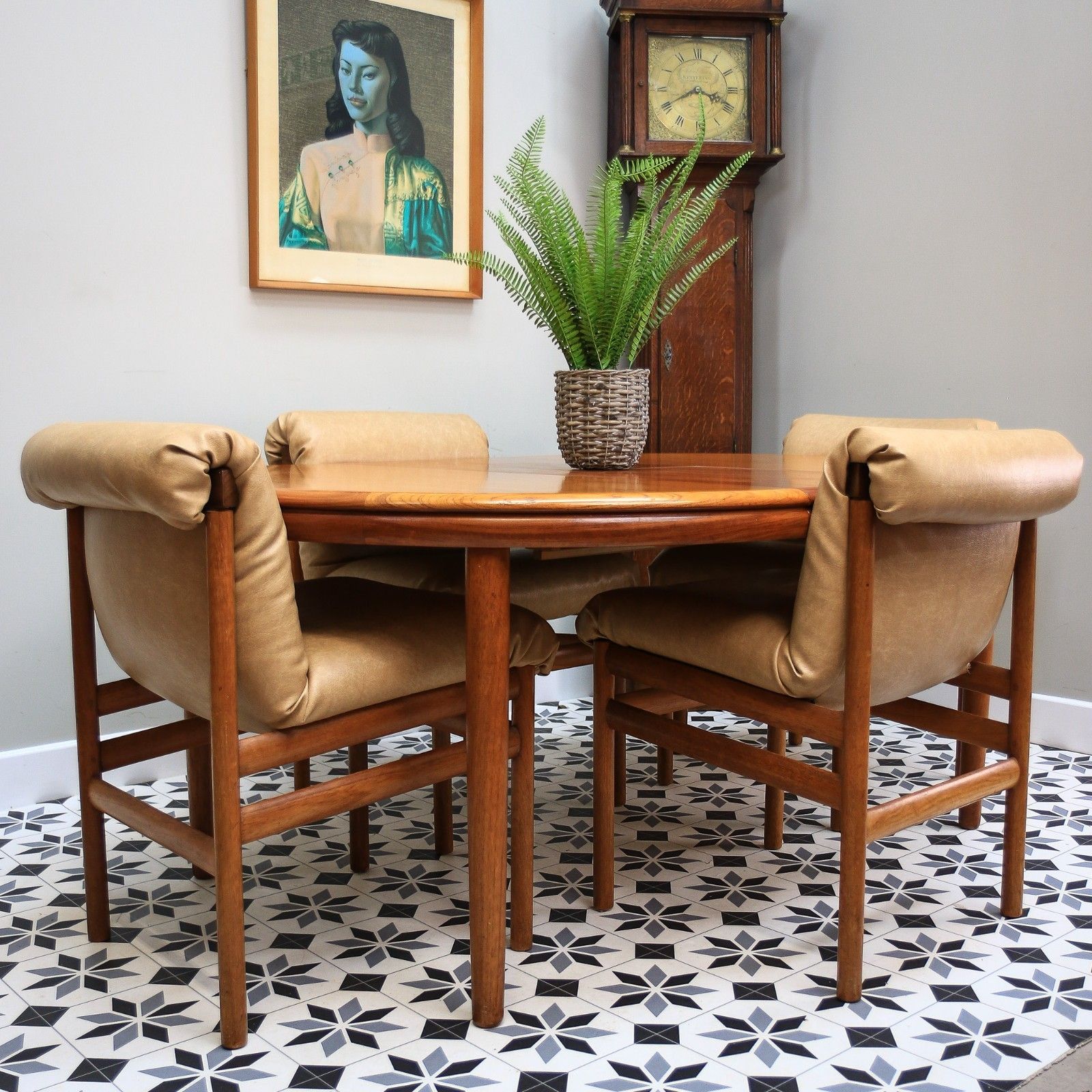 photo for sale White And Newton Teak Dining Table And Four Chairs 1960s