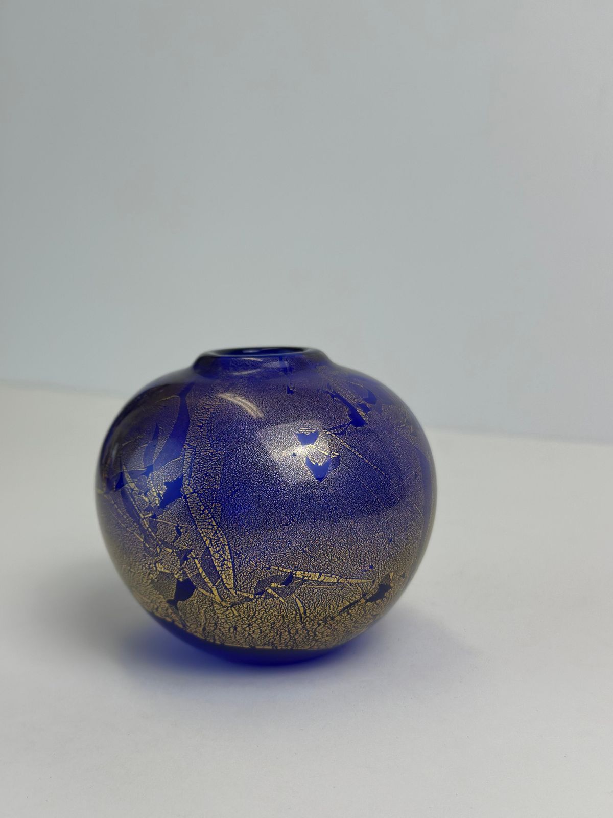 Michael Harris Azurene Cobalt Blue And Gold Glass Vase, Isle Of Wight, 1978 photo for sale