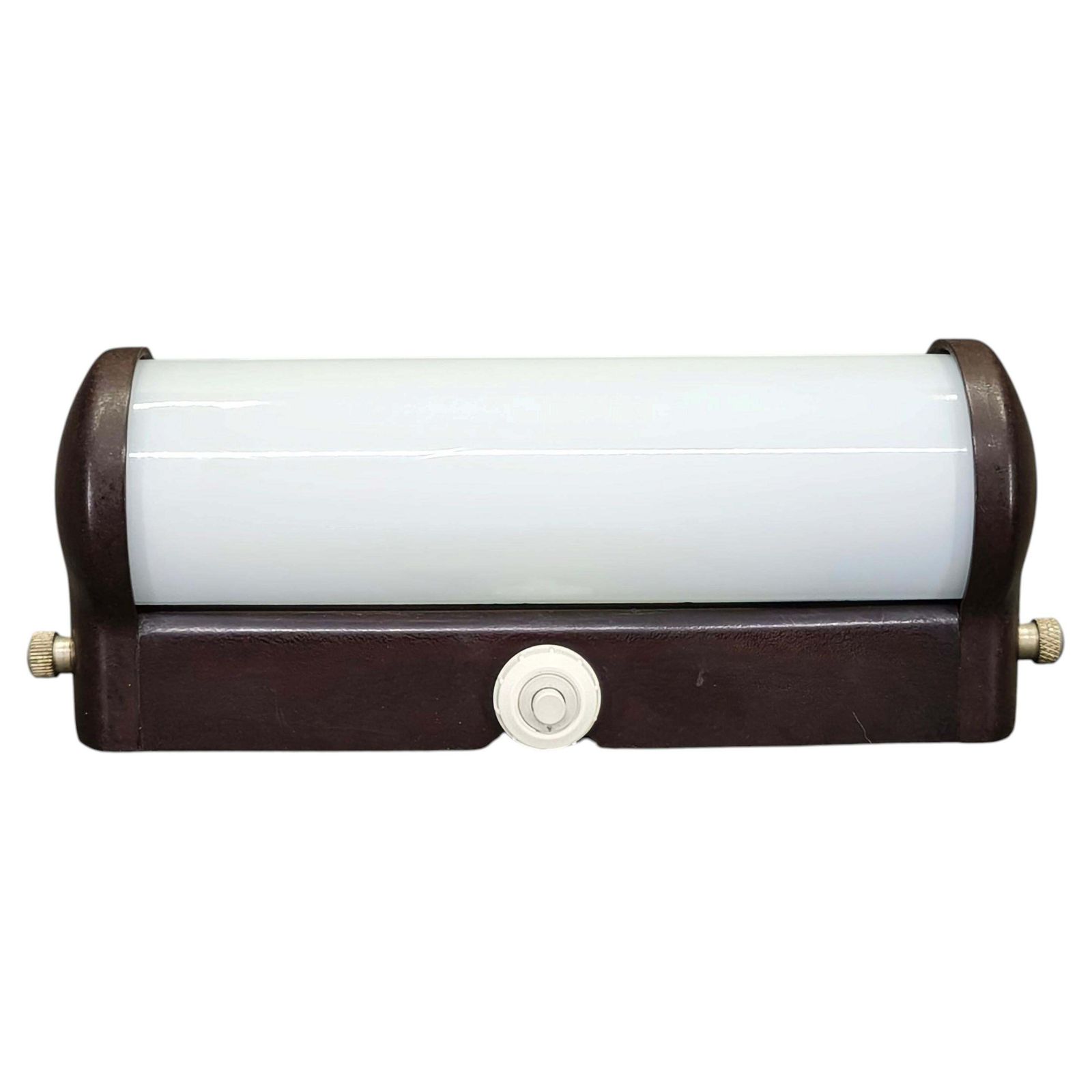 Czech Art Deco Bakelite And Milky Glass Wall Light, 1940s