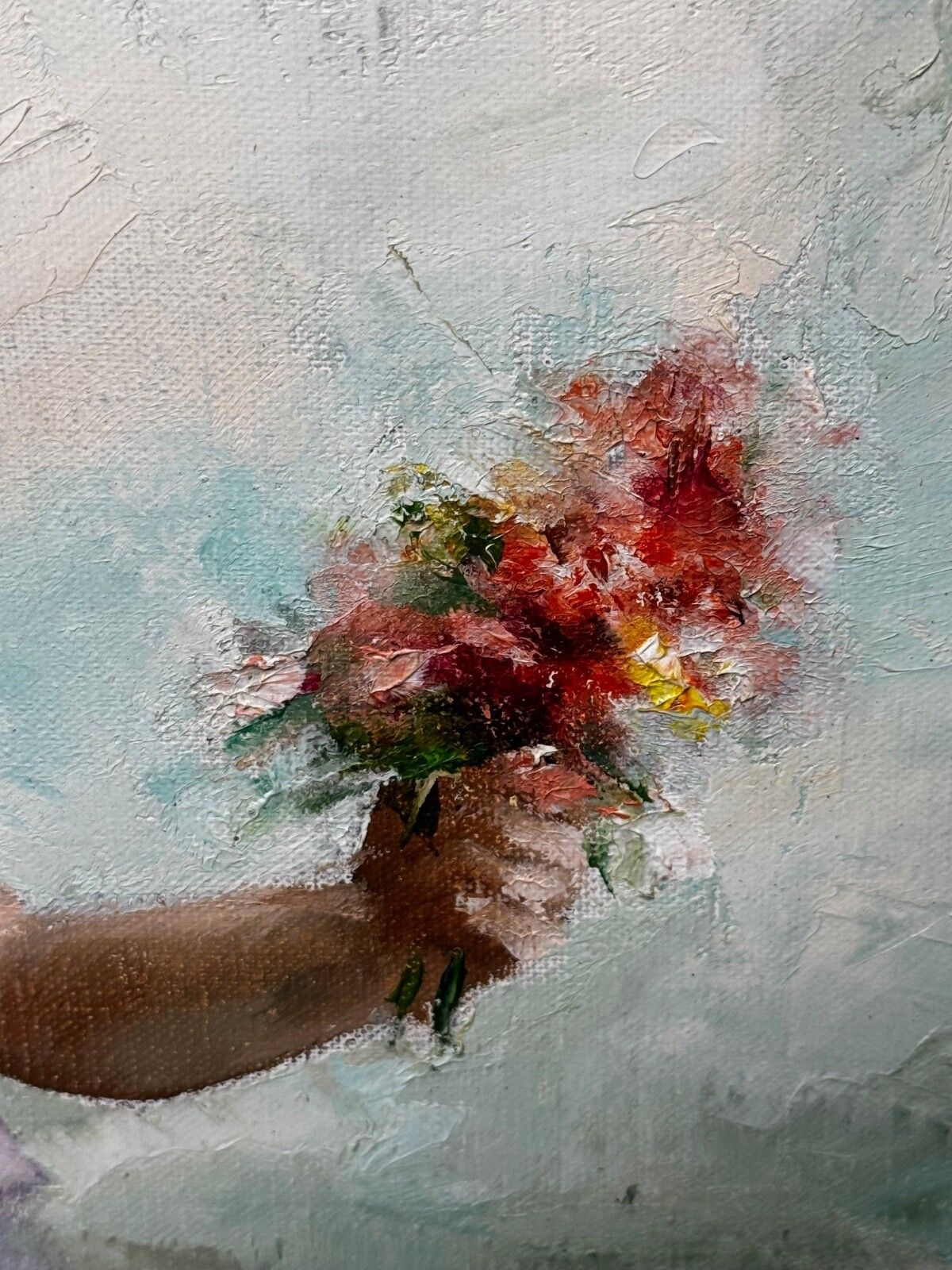 photo for sale Midden 20e eeuw olieverfschilderij portret jonge vrouw ballerina danser, gesigneerd door Igor Talwinski