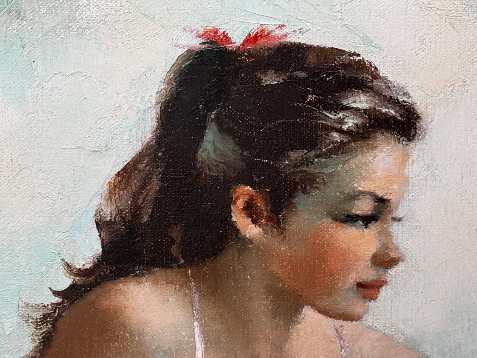 2400.0 Mid 20th Century Oil Painting Portrait Young Lady Ballerina Dancer Signed By Igor Talwinski photo