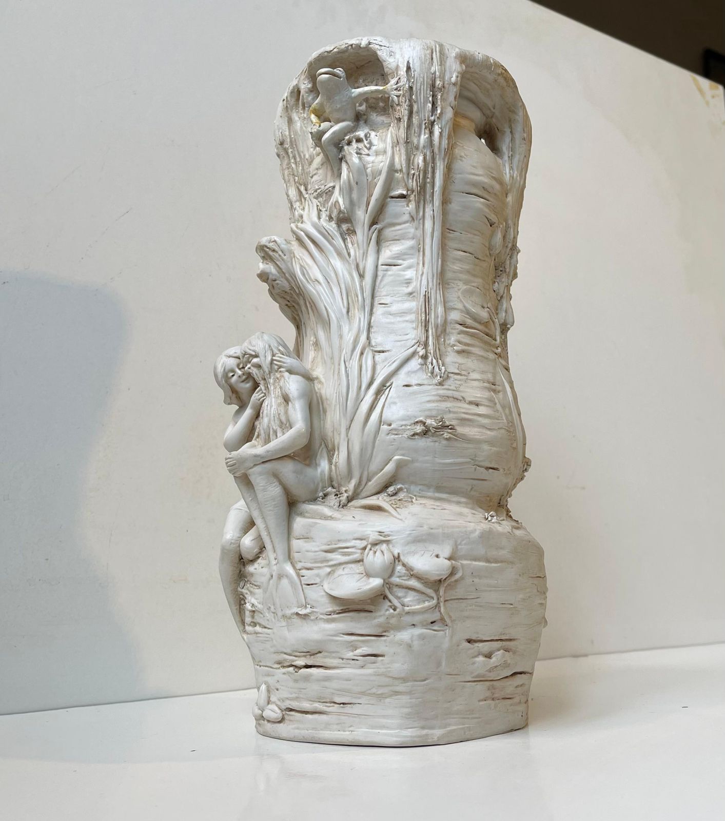 Antique Bohemian Enchanted Fairy Tail Tree Trunk Vase In Porcelain   Bisque photo buy