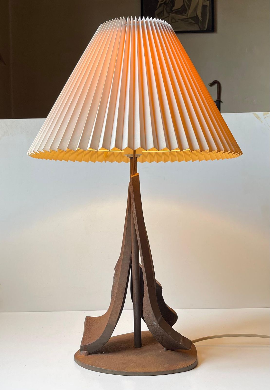 Brutalistisch stalen tafellamp uit de jaren 1970, gemaakt van de boeg van de 'Princess Margrethe' photo furniture