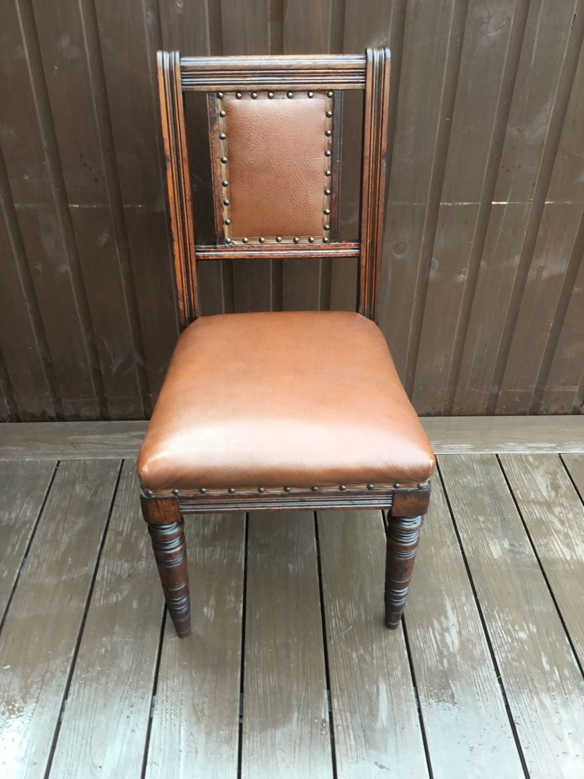 Victorian Oak And Mahogany Leather Side Chair. Excellent Condition