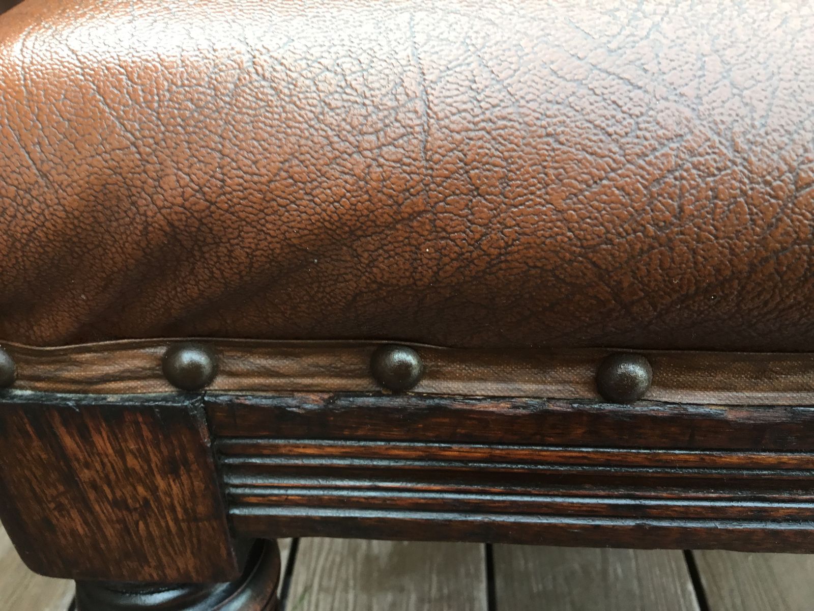 Victorian Oak And Mahogany Leather Side Chair. Excellent Condition photo vinterior