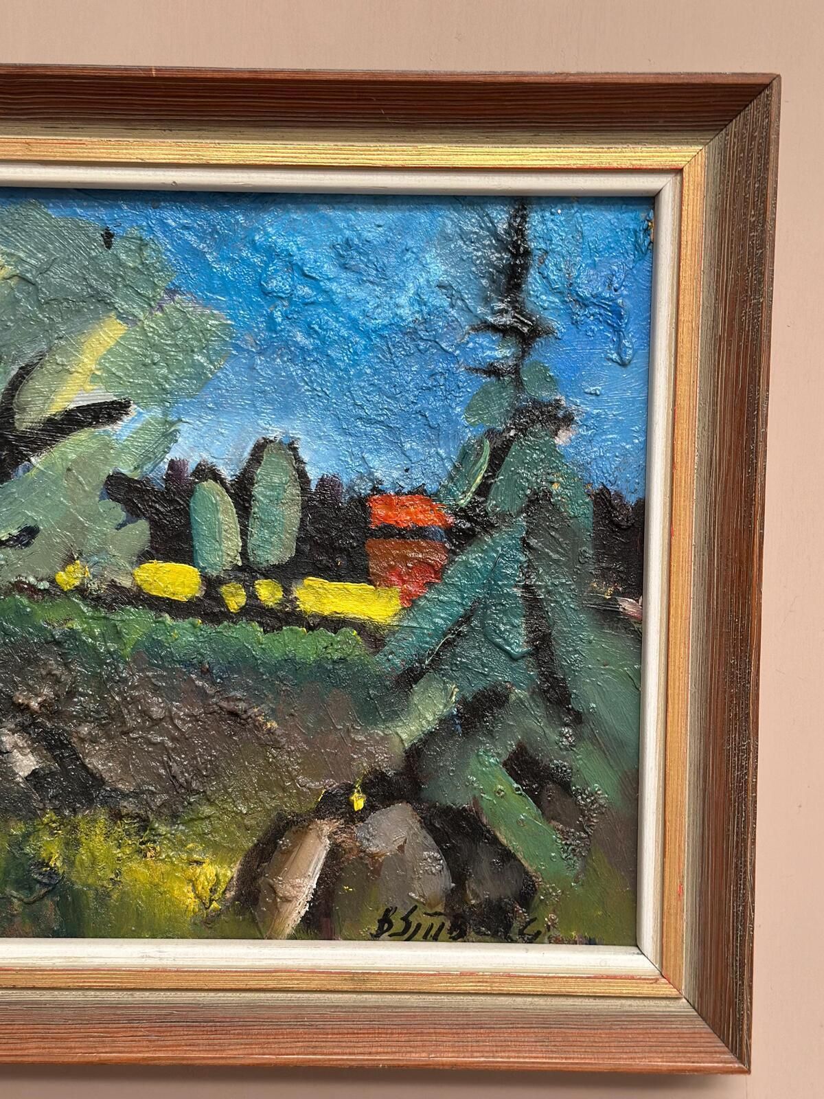 Art “The Red Hut” By Bo Sjööberg, Mid 20th Century photo