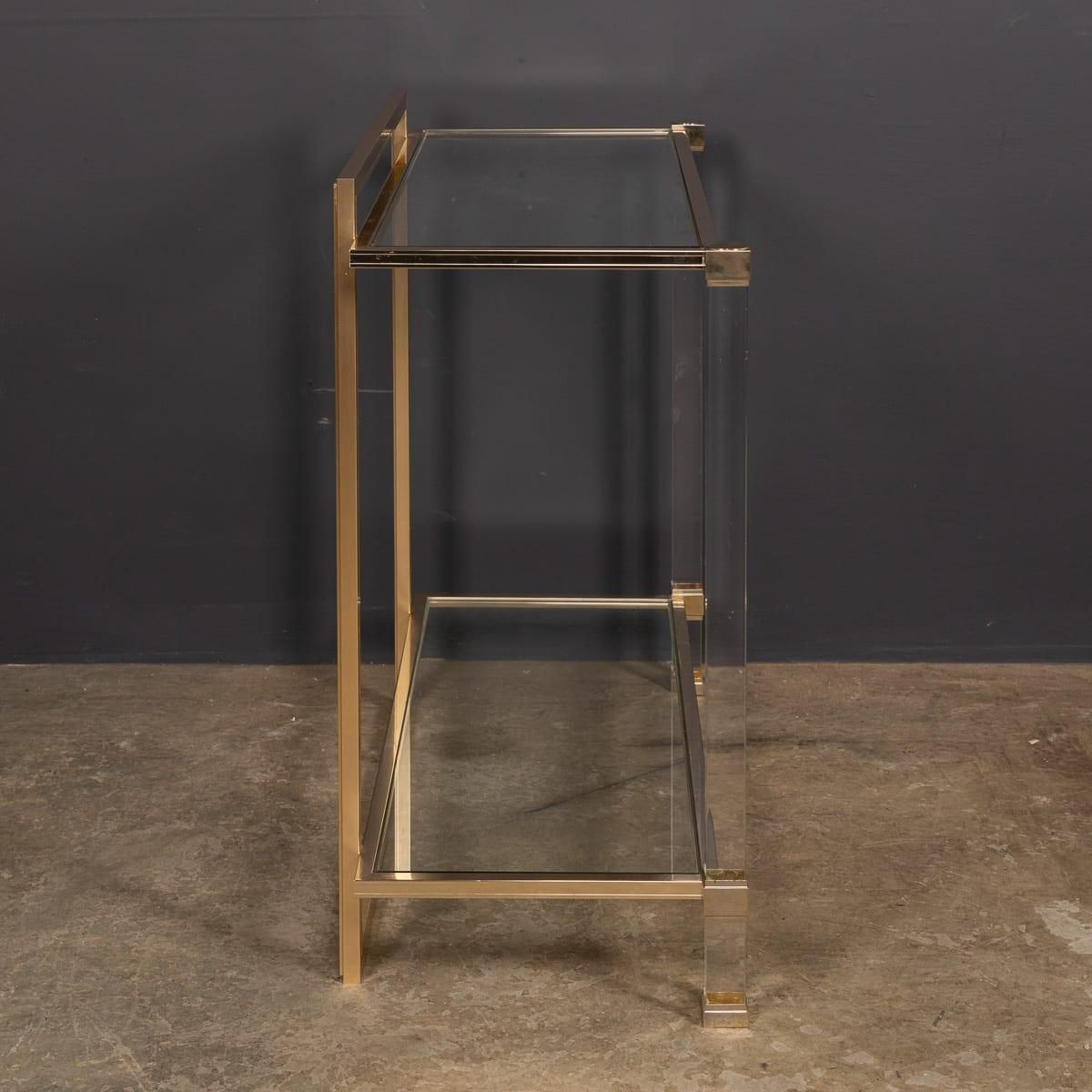 20thc French Brass & Lucite Console Table By Pierre Vandel C.1970 photo vinterior