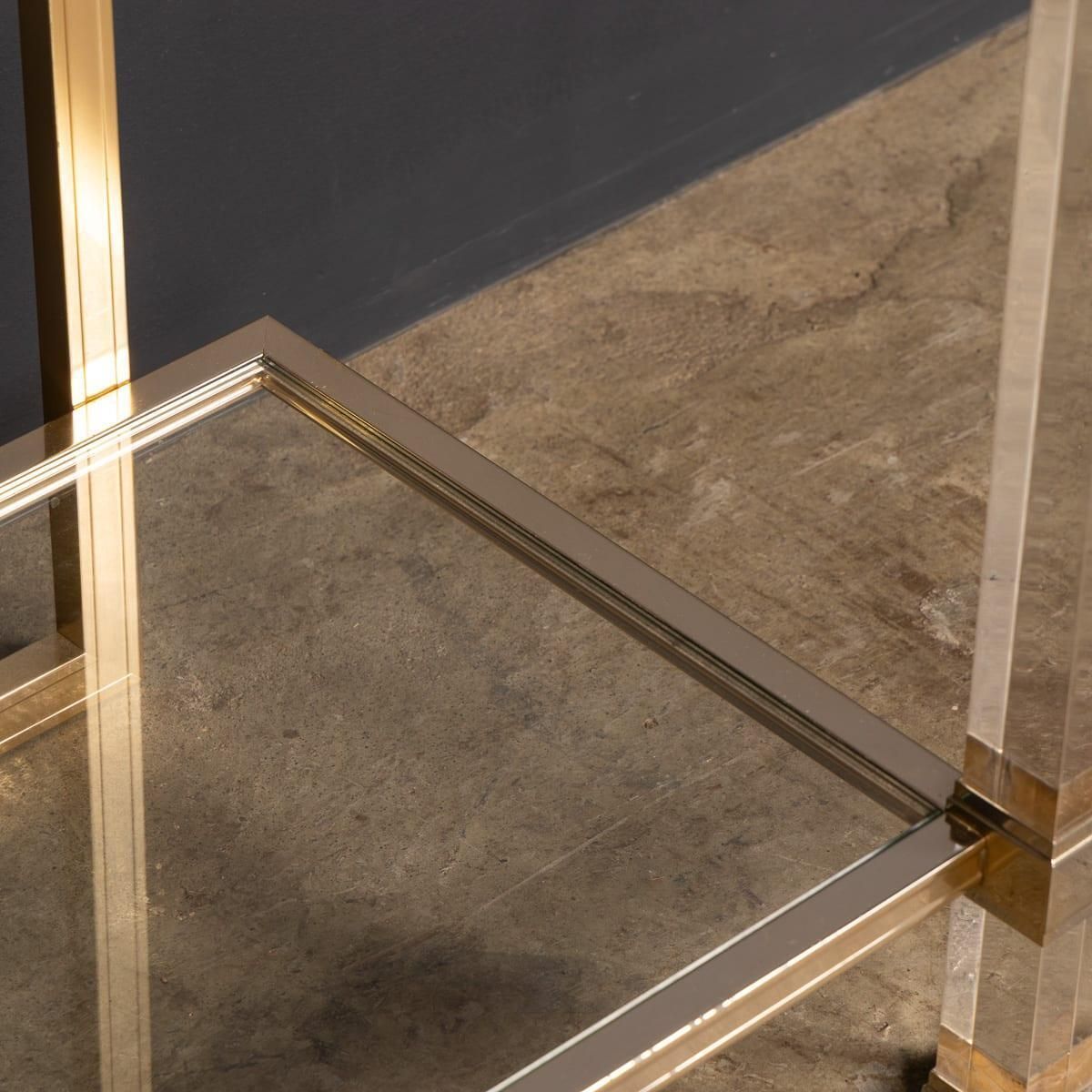 photo buy 20thc French Brass & Lucite Console Table By Pierre Vandel C.1970