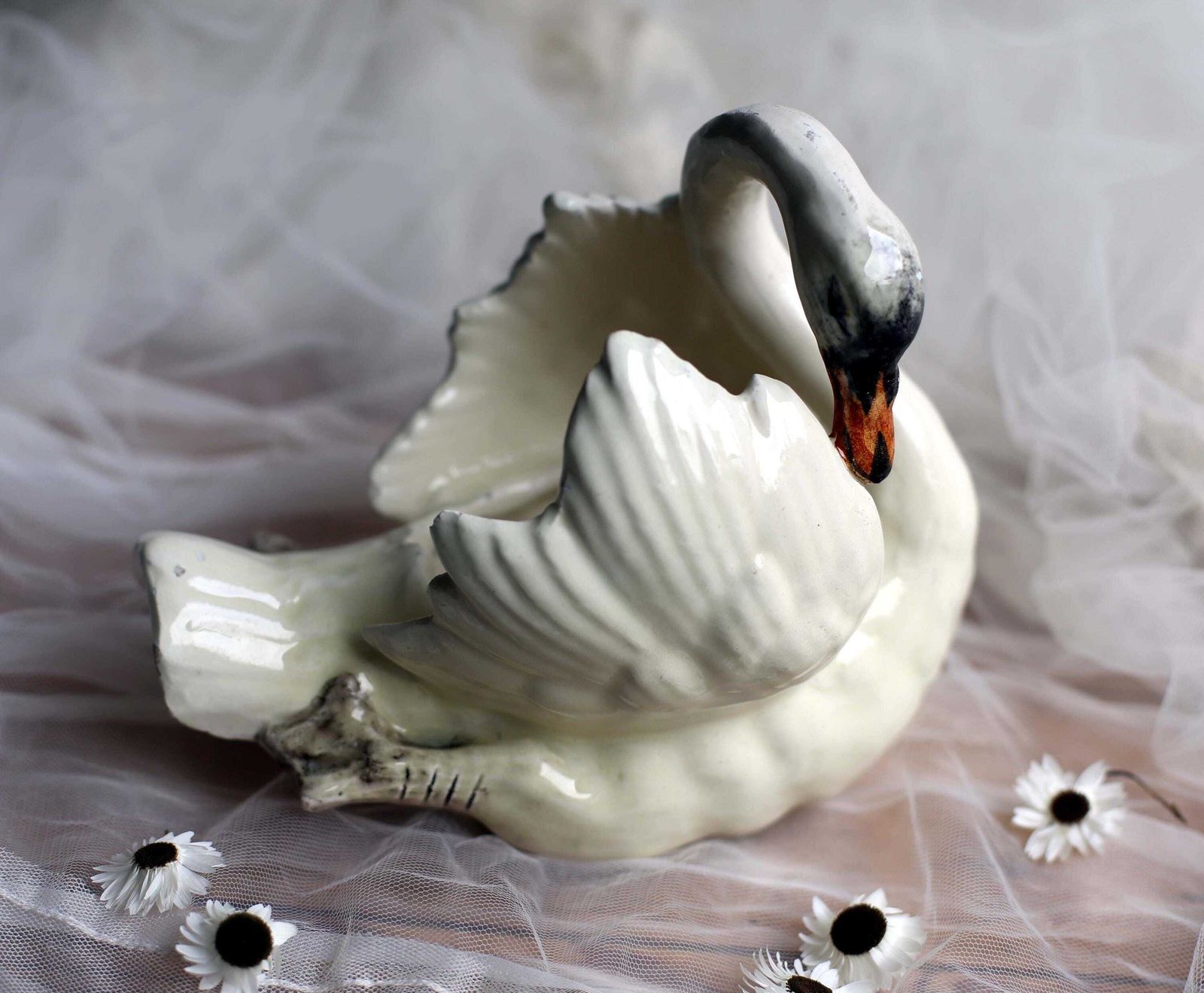 Antique French Majolica Swan Pot Delphin Massier Fils Vallauris photo 321.0