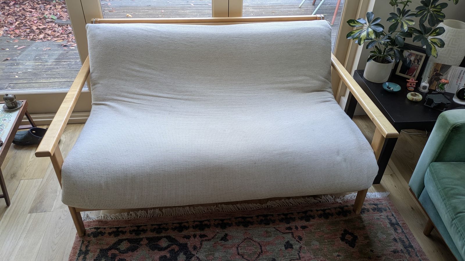 Futon Company Scandinavian, Minimalist, Haiku Solid Birch Sofabed With Storage Drawer And Upgraded Mattress photo for sale