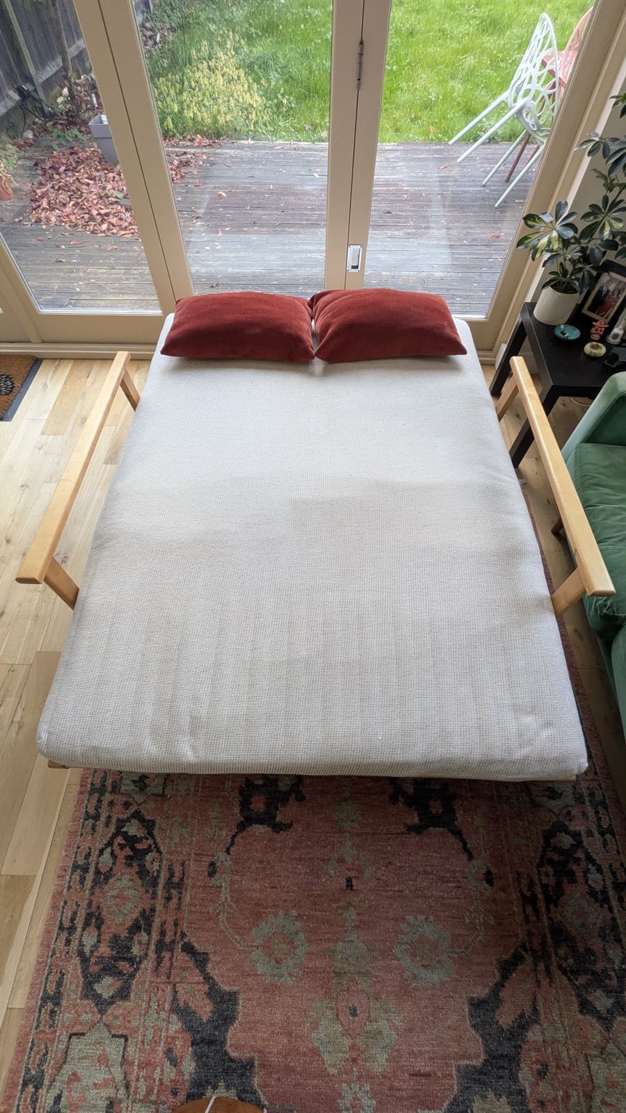 Futon Company Scandinavian, Minimalist, Haiku Solid Birch Sofabed With Storage Drawer And Upgraded Mattress photo buy