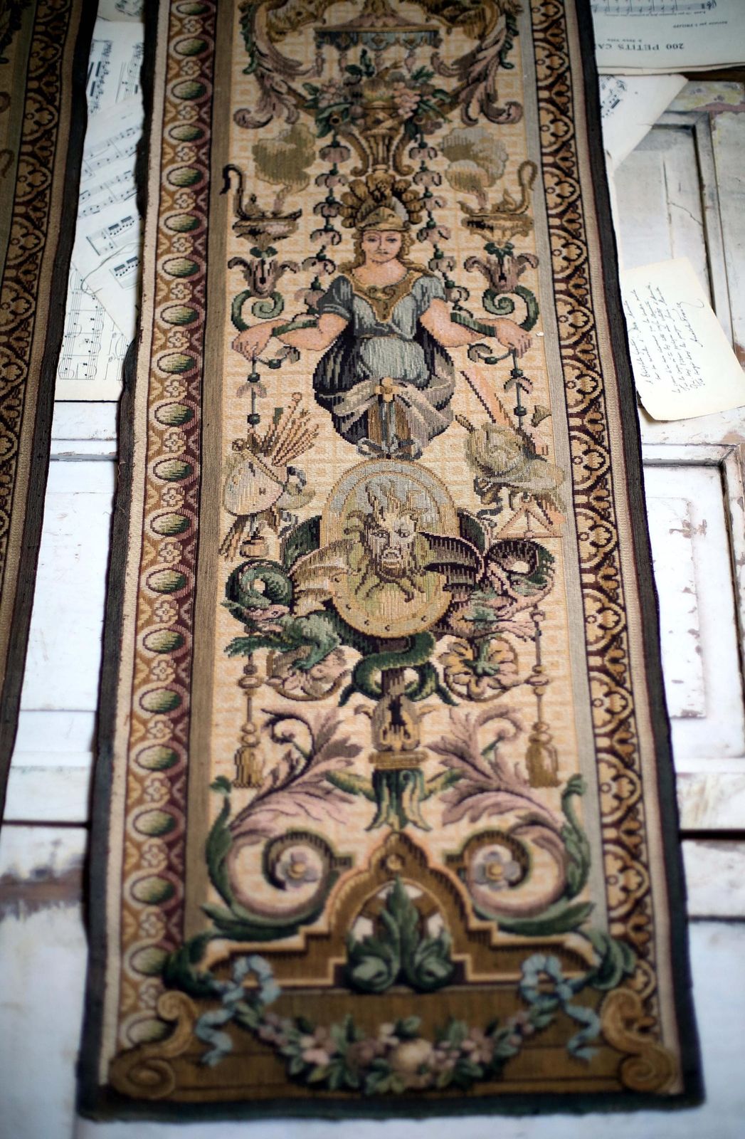 Pair Of Antique Aubusson Tapestry Panels Extra Long Jacquard Lengths Louis Philippe Neo Baroque photo furniture