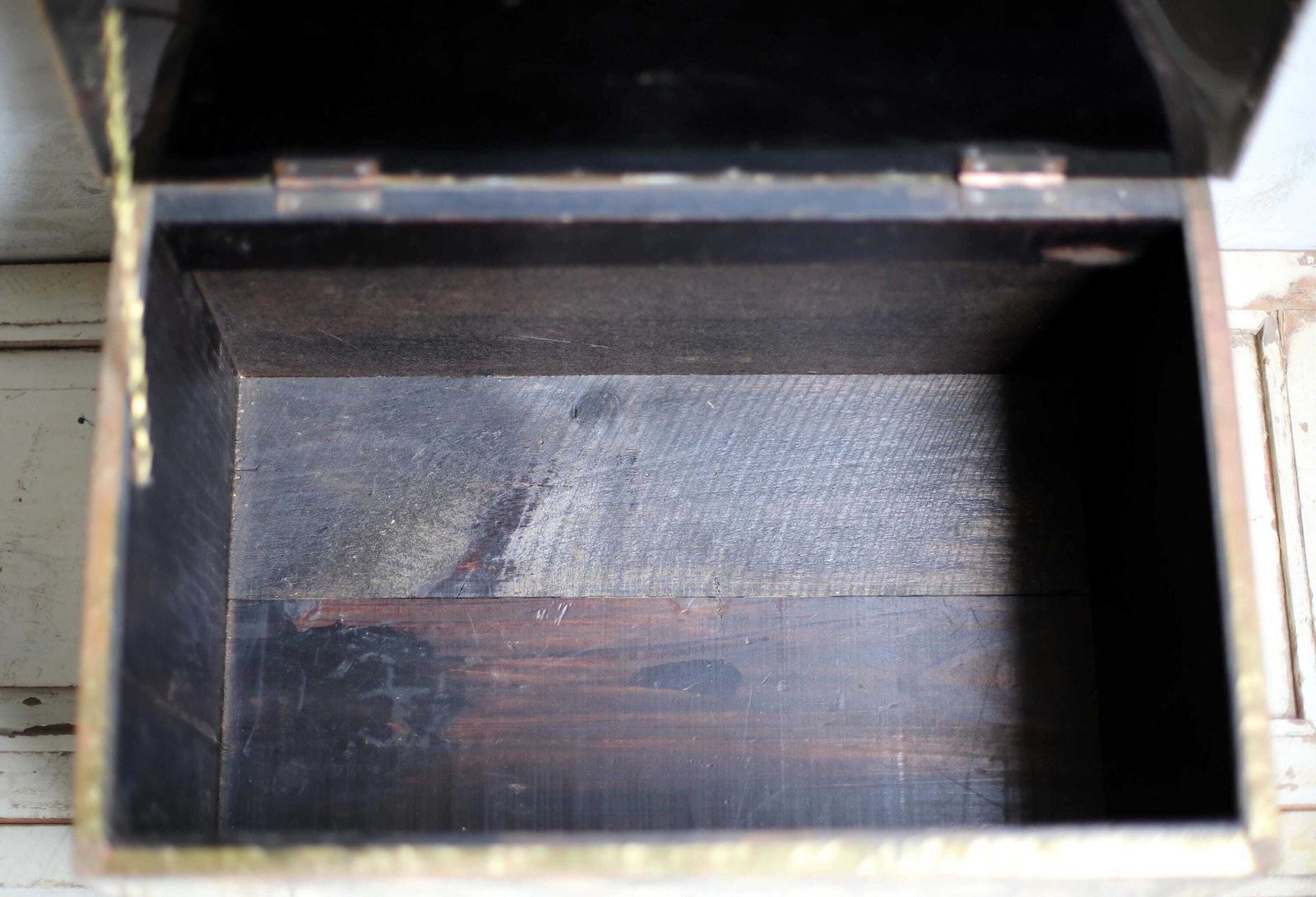 Antique Copper & Brass Repousse Chest Nautical Log Box Old French Galleon photo vinterior
