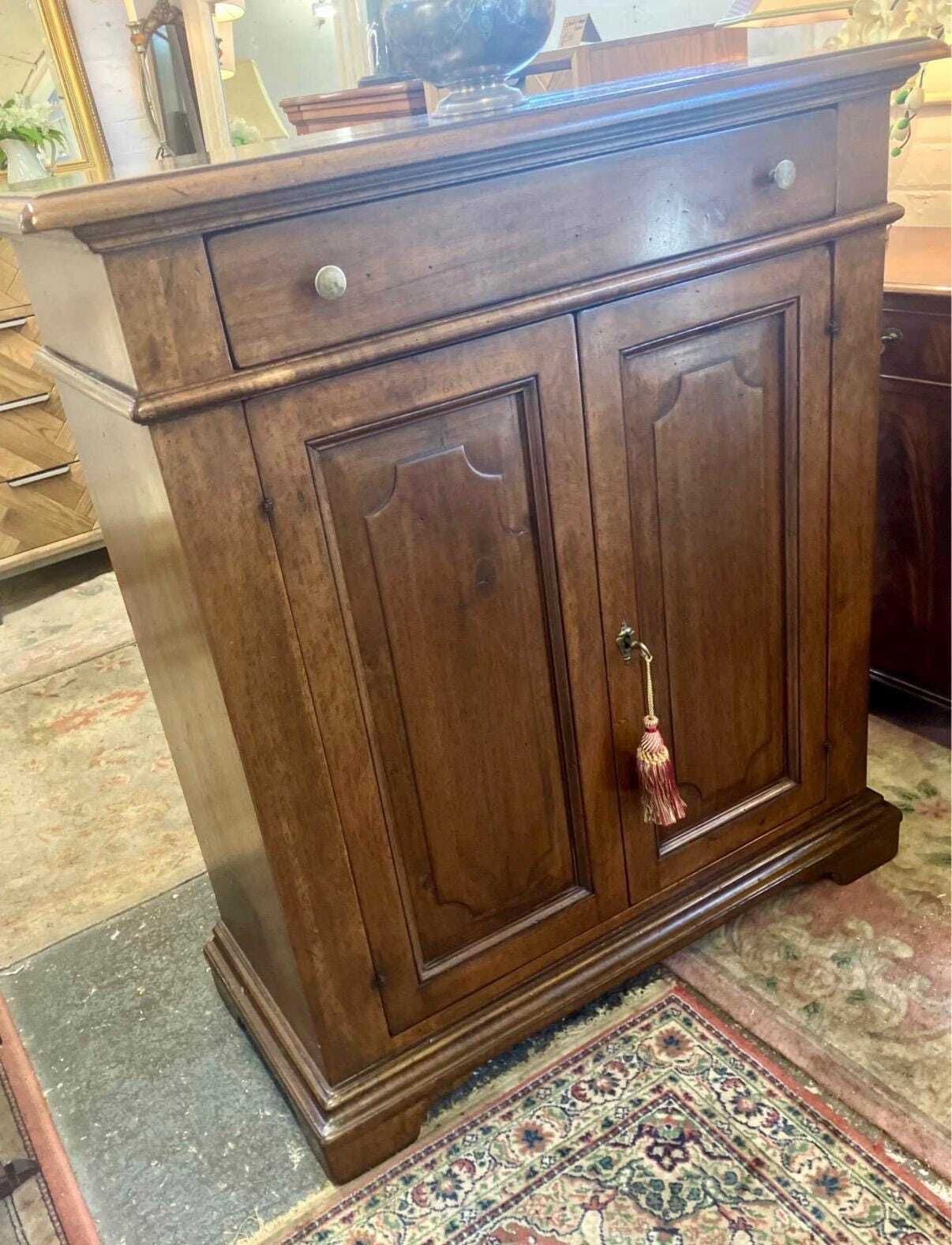 Antique Rustic Oak Housekeepers Cupboard Cabinet With Drawer | Victorian Country House Storage photo Furniture