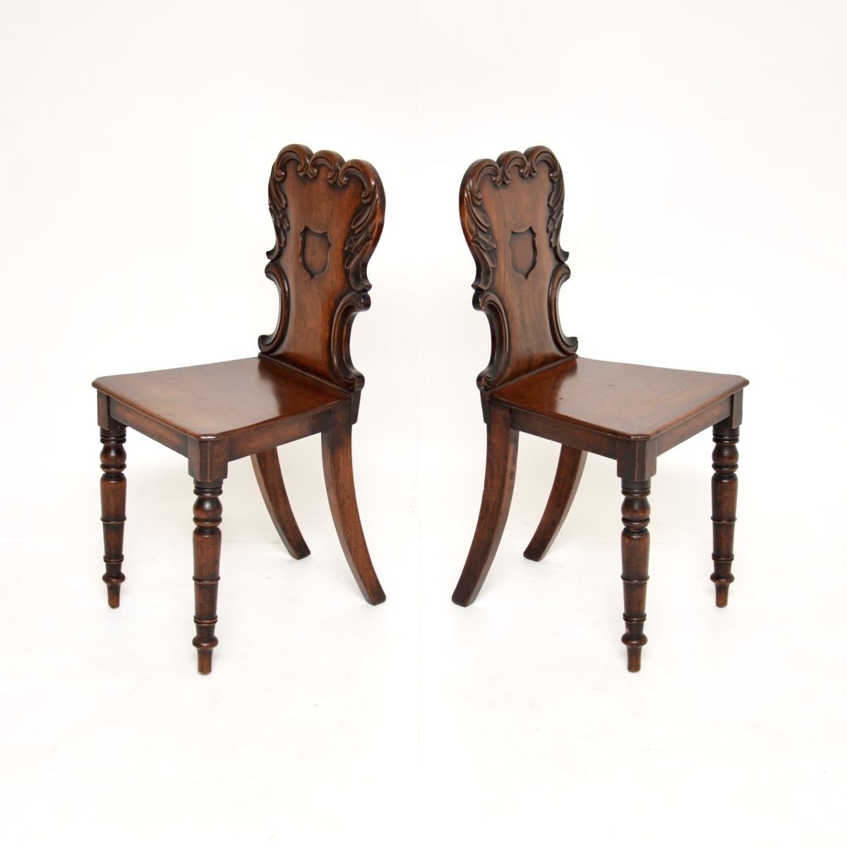 Pair Of Antique William IV Mahogany Hall Chairs photo vinterior