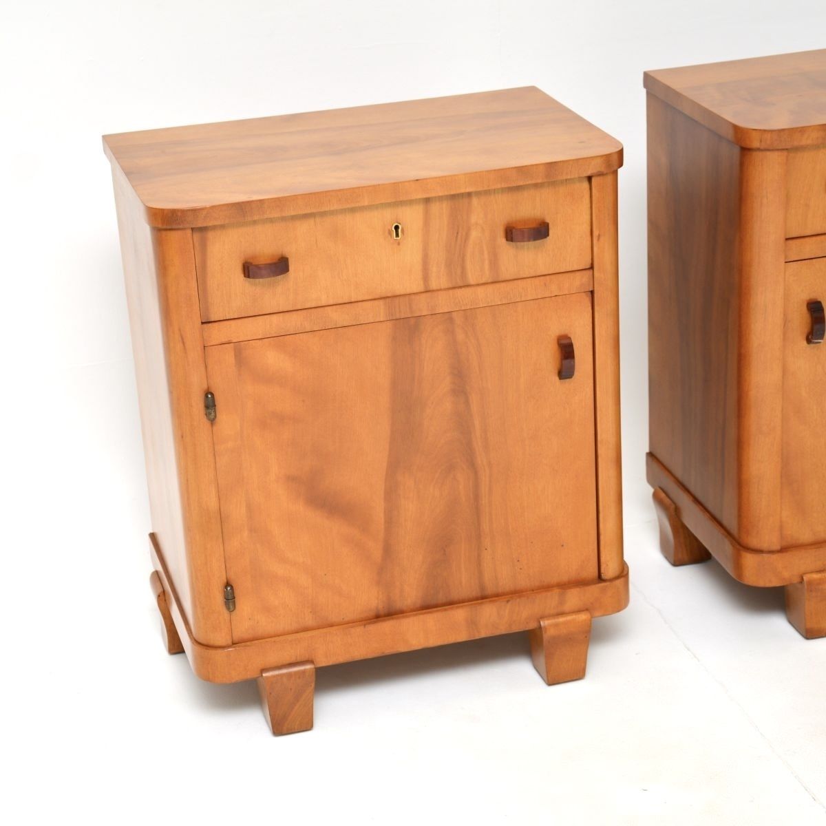 Pair Of Swedish Art Deco Walnut Bedside Cabinets photo for sale