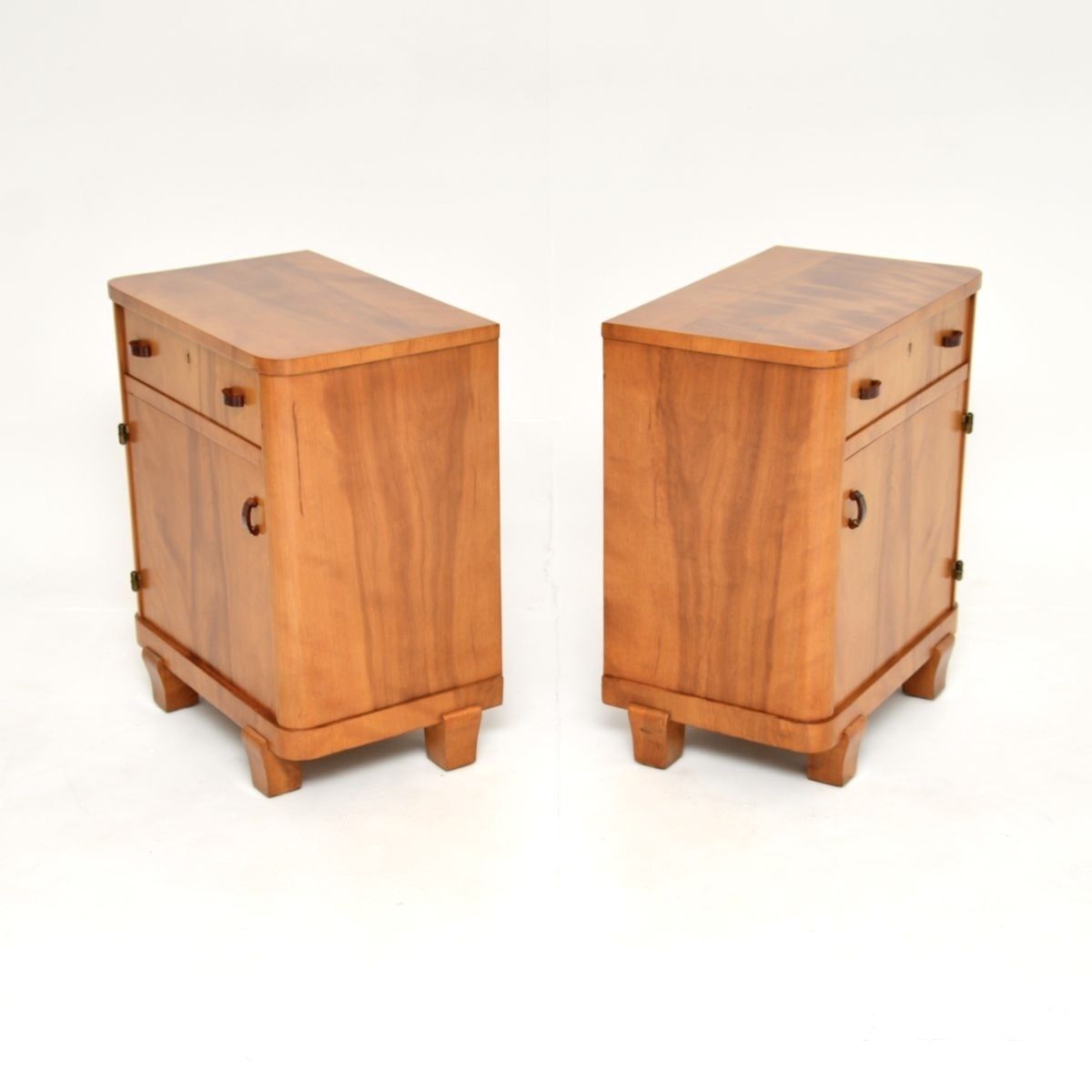 1495.0 Pair Of Swedish Art Deco Walnut Bedside Cabinets photo
