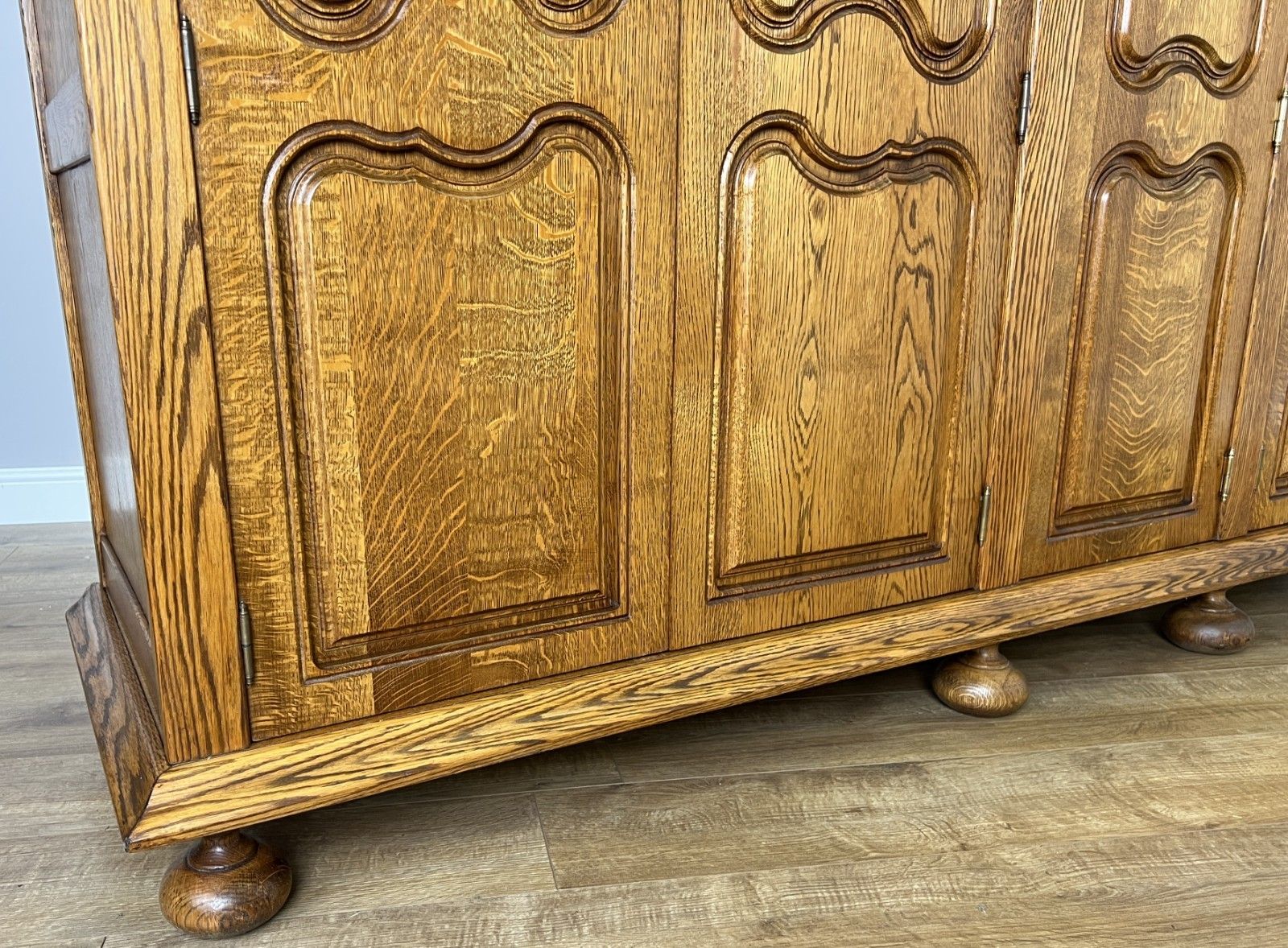 Wardrobe Vintage French Style Oak Five Door Carved Armoire Cabinet Lot 6111 photo vinterior