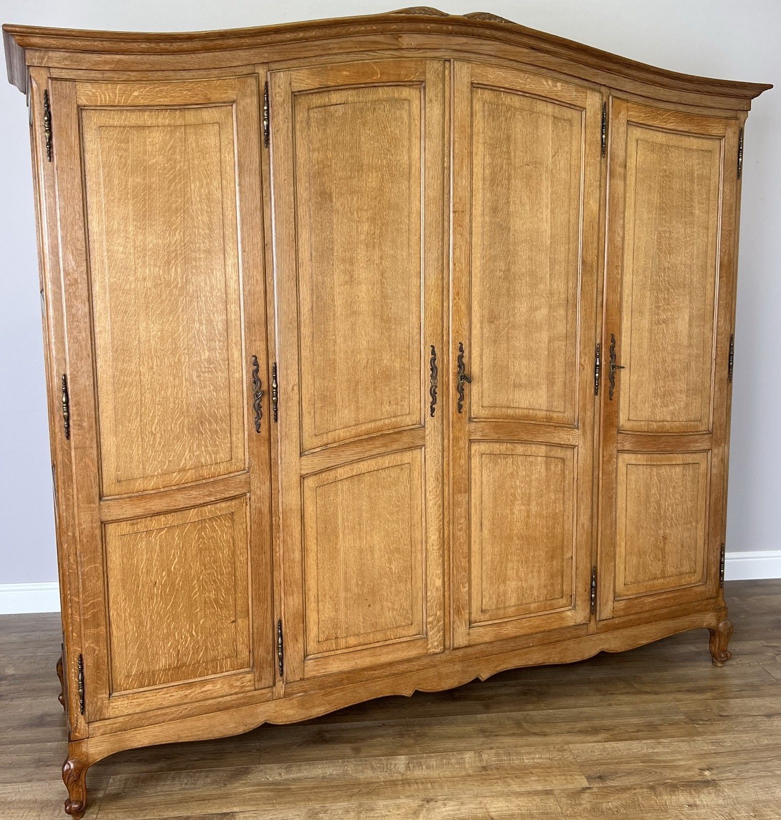 Wardrobe Vintage French Louis XVI Style Oak Four Door Carved Armoire Lot 6106 photo for sale